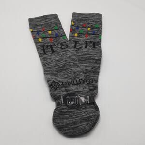 Adult Holiday Christmas Novelty Socks 3D Knit Gray It's Lit Graphics